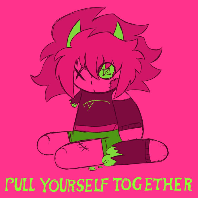 This was made for a school project with Idioms. using the harsh and neon colors and the contrasting pink and green brings together this edgy bright look inspired by Scene kid culture; which also shows through the sketchy lineart- similar to the sketchy and
